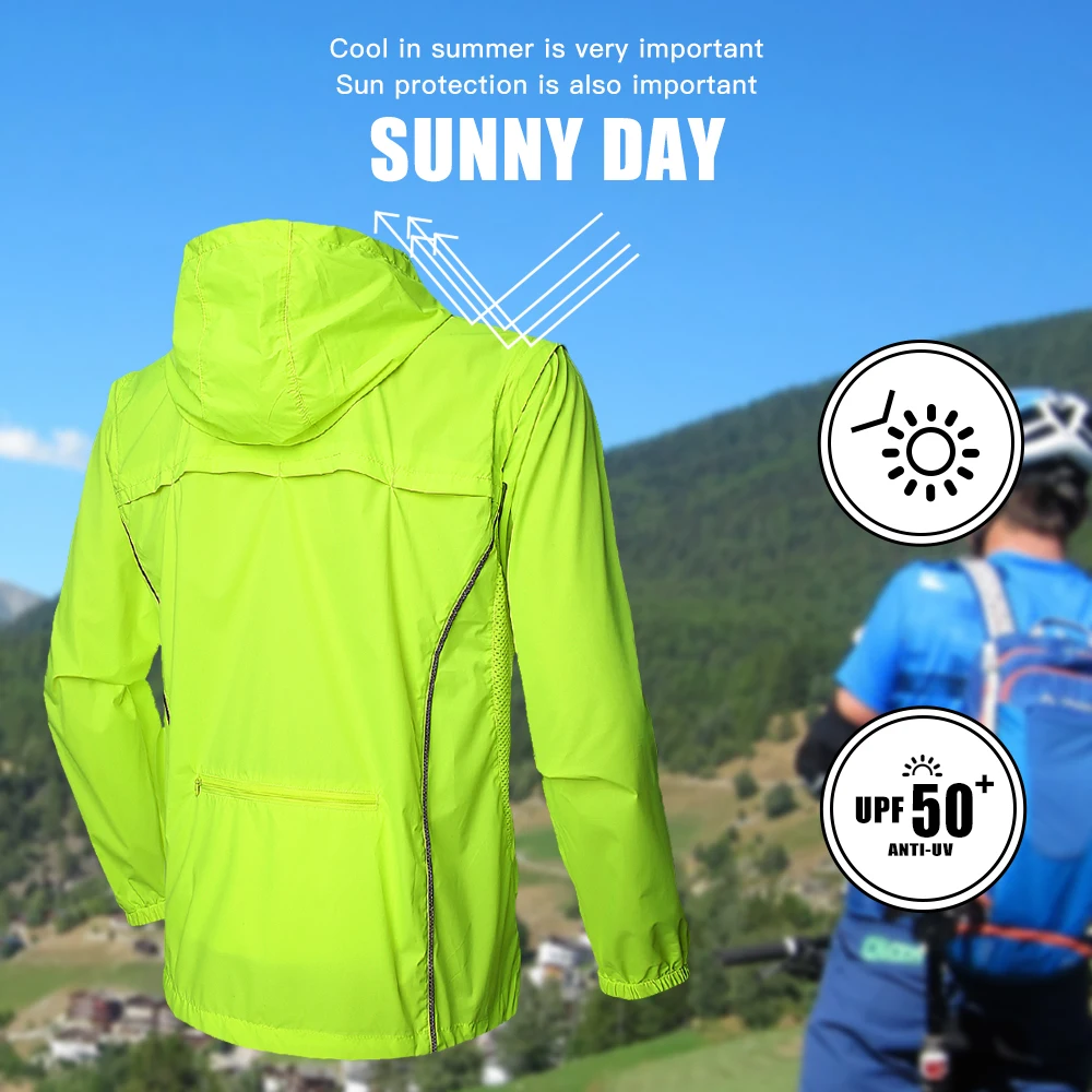 QUESHARK Men Windproof Waterproof Reflective Cycling Jacket MTB Bicycle Long Sleeve Windbreaker Sleeveless Vest Bike Coat Jersey - Image 5
