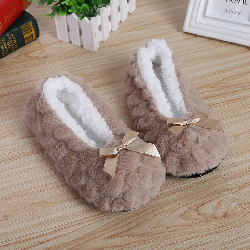 Mntrerm New Cute 2023 Indoor Home Slippers Warm Soft Plush Slippers Non-slip Indoor Fur Slippers Solid Color Cute Women Shoes - Image 2