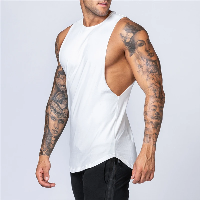 Workout Gym Mens Tank Top Vest Muscle Sleeveless Sportswear Shirt Stringer Fashion Clothing Bodybuilding Cotton Fitness Singlets - Image 5
