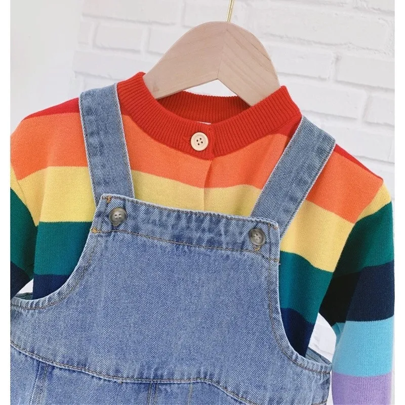 Korean style Spring Fall Kids Children Oversized Wide Leg Denim Overalls Baby Clothes Boys Girls Loose All-match Casual Pants - Image 5