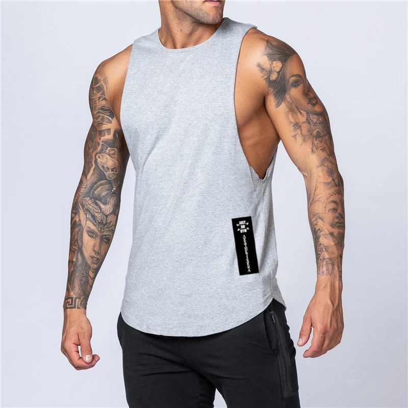 Workout Gym Mens Tank Top Vest Muscle Sleeveless Sportswear Shirt Stringer Fashion Clothing Bodybuilding Cotton Fitness Singlets - Image 2