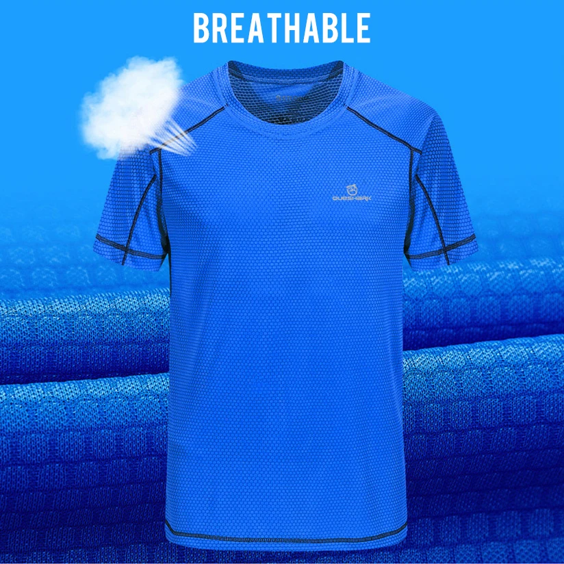 QUESHARK Men Quick Dry Short Sleeve Running T Shirt Breathable Tops T-shirts Fitness Gym Workout Ultrathin Ultralight Sports Tee - Image 3