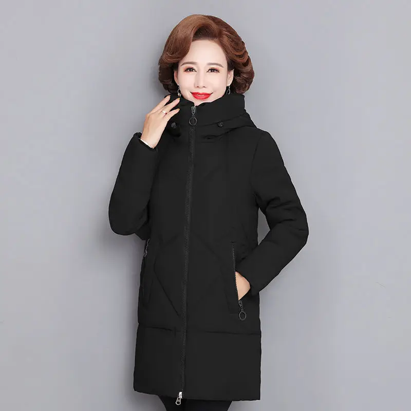 Hooded Thick Down Jacket Female 2023 New Middle Aged Mother Cotton Winter Coat Grandmother Wear Plus Size Long Parka Women 6XL - Image 4