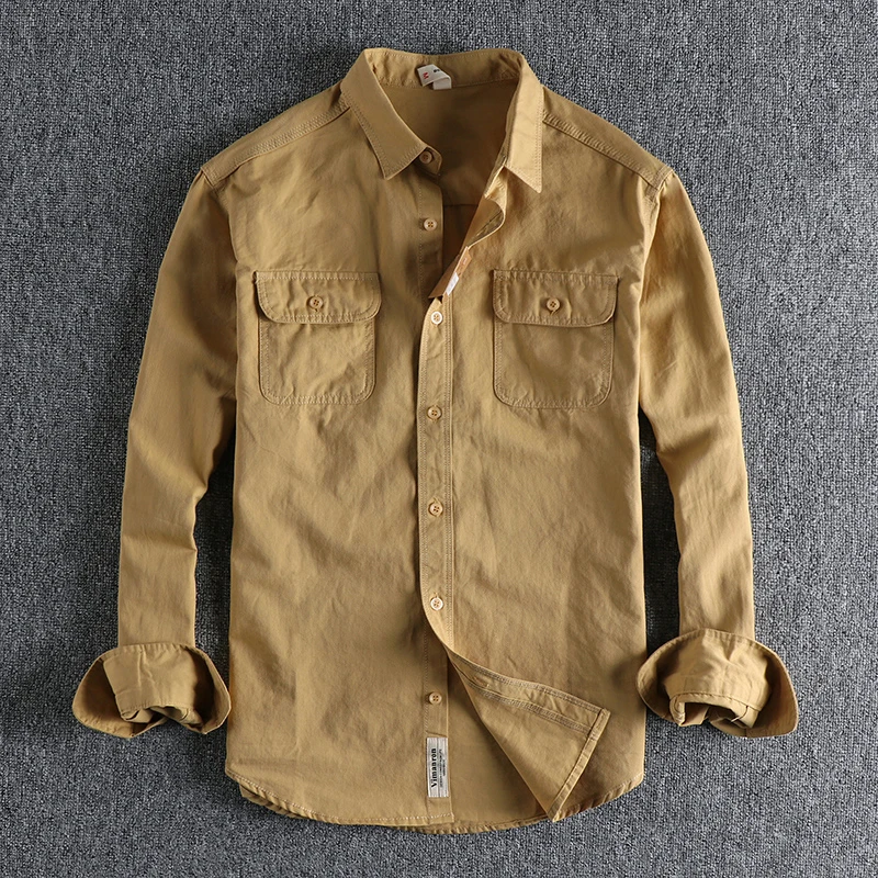 Multi-colored Retro Stripe Cotton Shirt Men's Long Sleeve Spring Autumn New Fashion Daily Dressed Up Workwear Shirt - Image 5