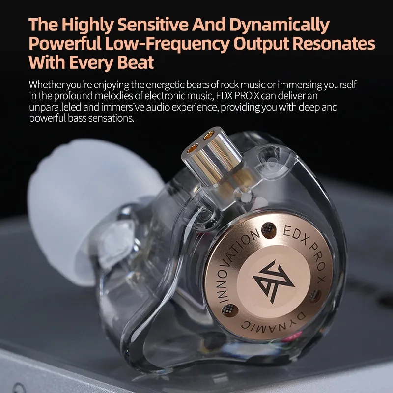 KZ EDX PRO X IEM Earphones Dynamic Drive HiFi Deep Bass Sound Earbud Sport Music Noise Cancelling Headset with Detachable Cable - Image 4