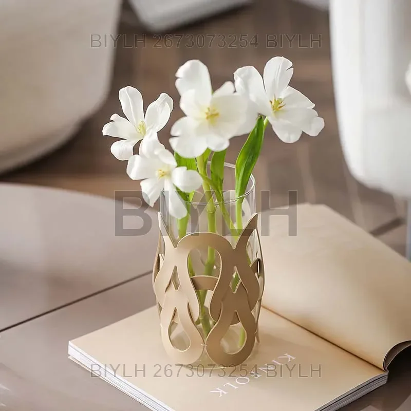 Leather Glass Vase European Luxury Home Decoration Vase Tabletop Vase Decor Leather Wrapped Hydroponic Plant Container Plantpot - Image 5