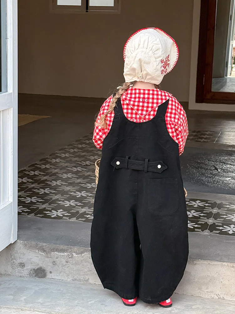2025 Spring New Children Loose Overalls Cotton Boys Fashion Casual Pants Baby Girls Versatile Strap Trousers Kids Clothes - Image 5