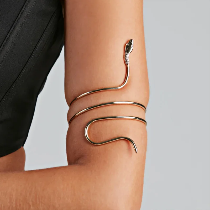 2023 Punk Coiled Snake Spiral Upper Arm Cuff Armlet Armband Bangle Women Jewelry Egypt Swirl Snake Arm Cuff Armlet Bracelet - Image 2