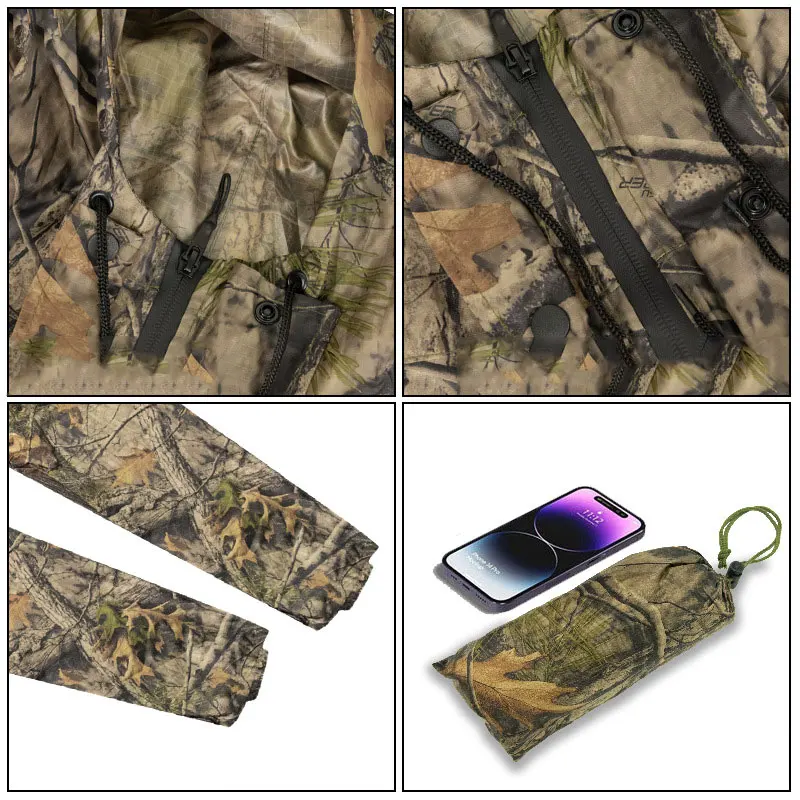 Camouflage Long Raincoat for Men Tactics Camo Waterproof Poncho Woman Coat Against Rain Fishing Hiking Conjoined Cover Clothing - Image 4