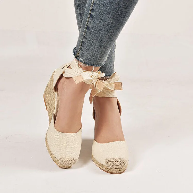 Black Platform Sandals Clogs Wedge Straw Shoes Women Summer Heels Large Size Suit Female Beige Espadrilles Handmade Girls 2024 C - Image 4