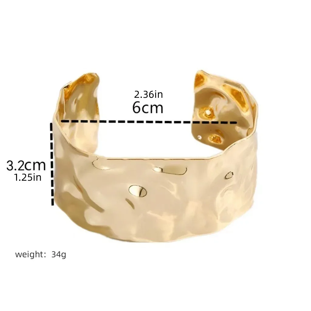 Uworld Textured Gold Cuff Gold Plated Stainless Steel Adjustable Bangele Bracelets for Women Striking Look Minimalist Jewelry - Image 3