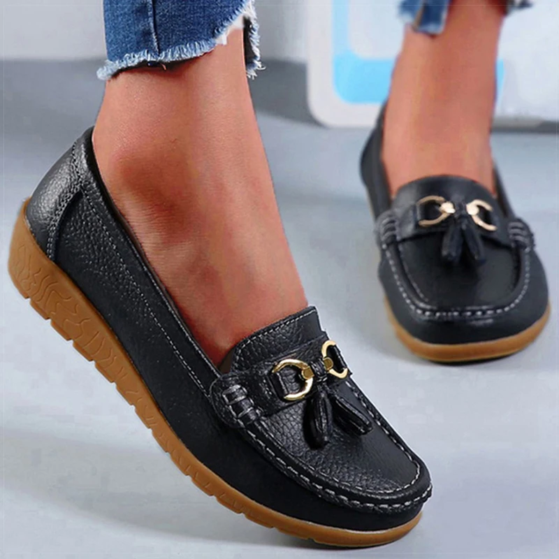 Women Shoes Nurse Loafers Shoes Classics Flats Zapatos Mujer Comfortable Flat Shoes Women White Casual Leather Women's Footwear - Image 4