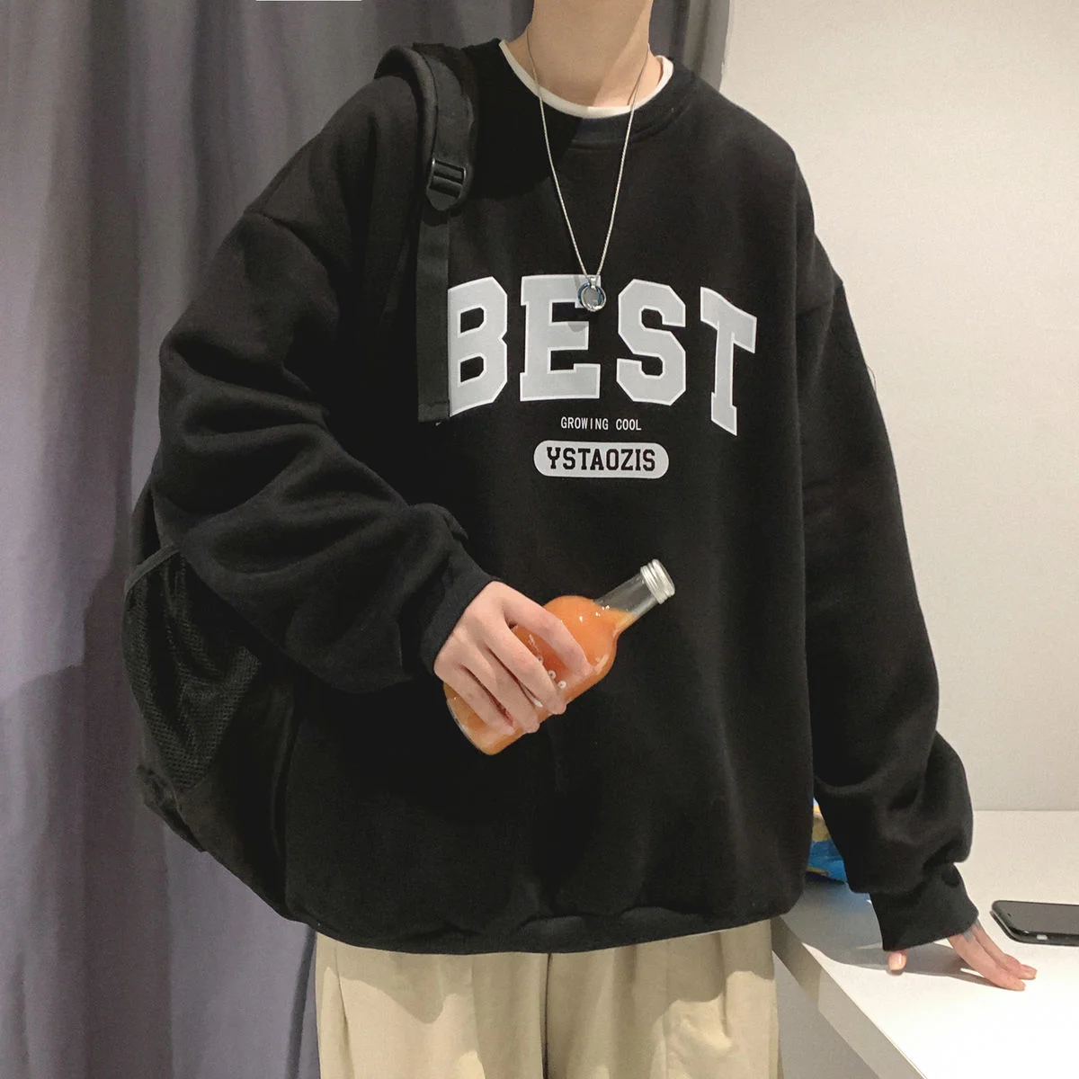 Spring Autumn Letter Hoodies For Men Oversized Sweatshirts Korean Man Clothing Casual Unisex Pullovers Thick 3XL - Image 2
