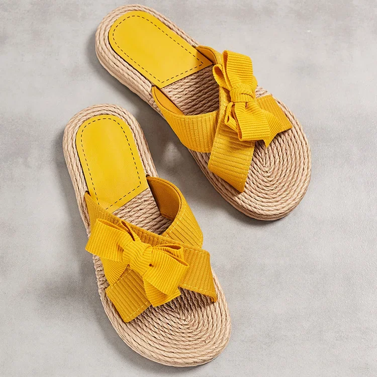 Handmade Ladies Home Slipper Hemp Straw Women Sandals Casual Outdoor Cross Slipper Female Summer Beach Wear Flat Heel Shoes - Image 6