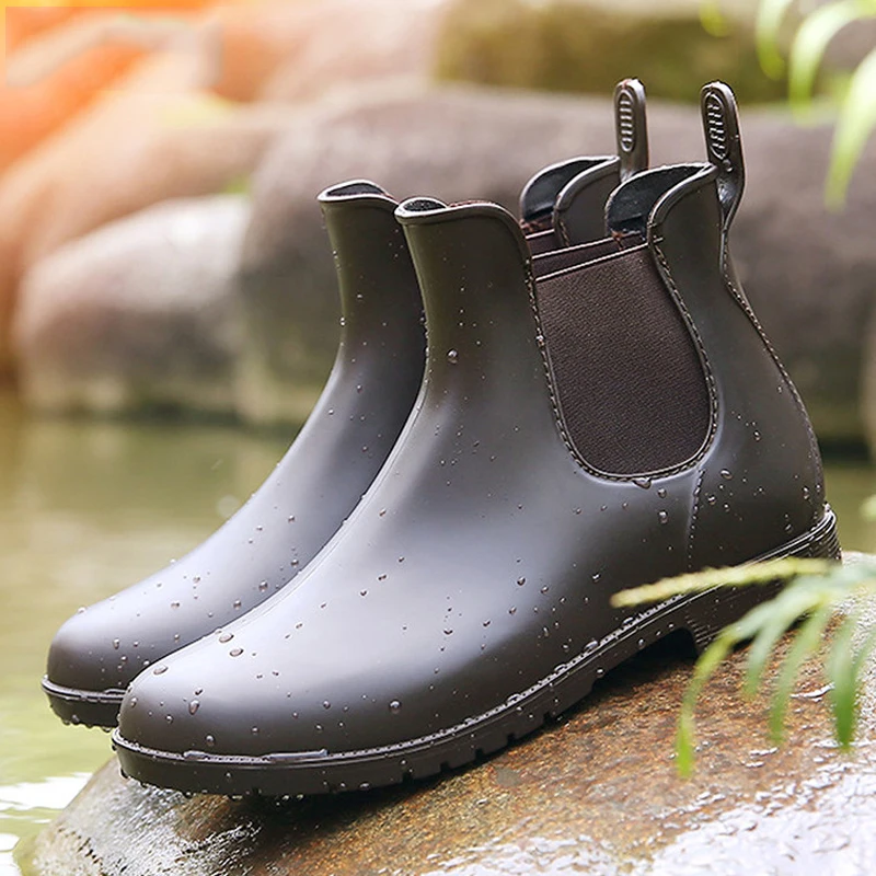 Litfun Women Chelsea Rain Boots Shiny Ankle Boots Waterproof Upper Toe Elastic Band Low Sole Fashion Non-slip Comfortable Boots - Image 2