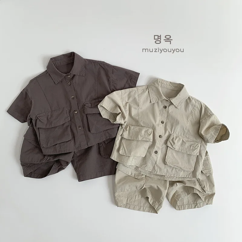 2025 Summer New Children Loose Shorts Solid Girls Versatile Casual Shorts Baby Boys Pocket Cargo Pants Kids Middle Pants - Image 3