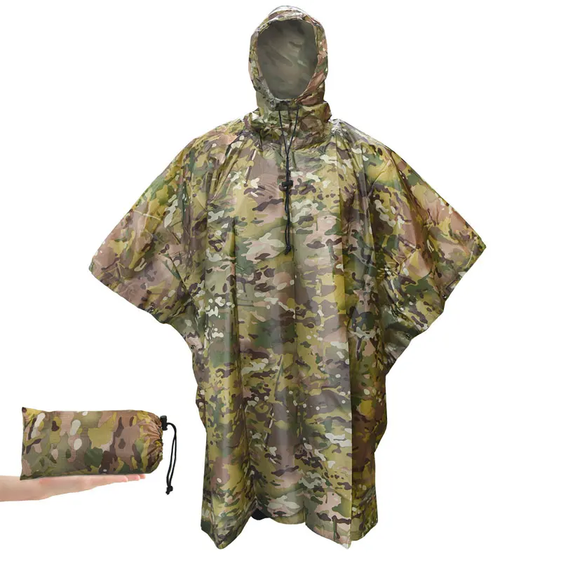 Camouflage Folding Raincoat for Hiking Portable Tactics Poncho Men Waterproof Tourism Packable Rain Jacket Cover Army RainWear - Image 2