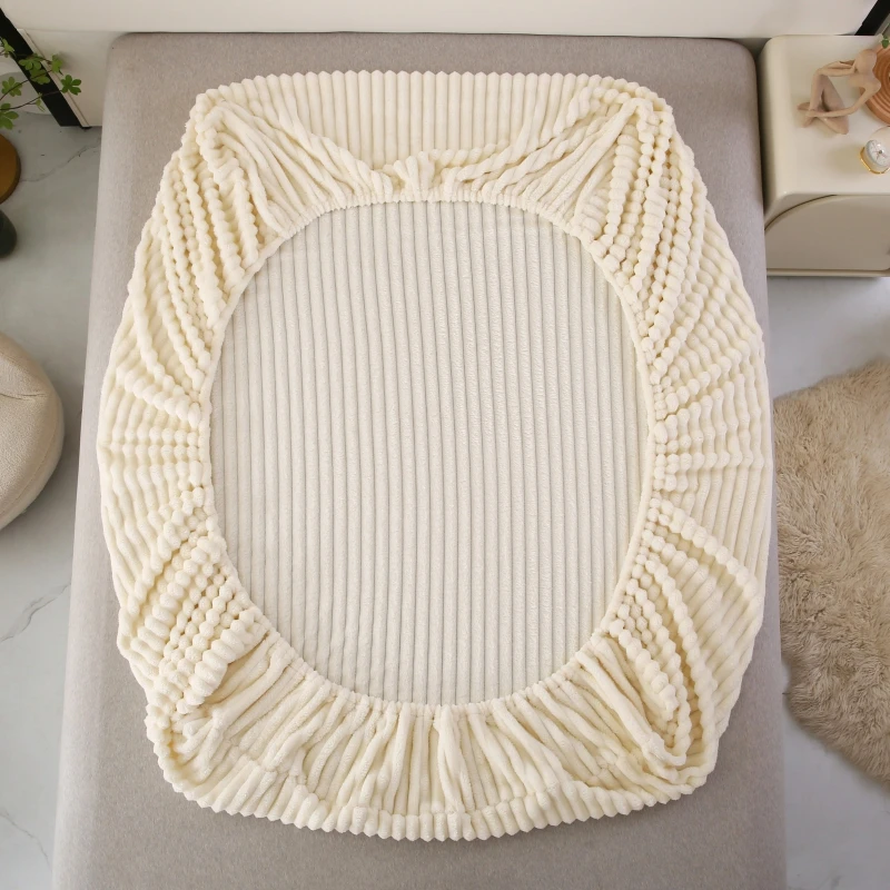 1Pc Faux Fur Velvet Fitted Sheet Soft Plush Bedcover Mattress Cover With All-around Elastic Rubber Band Bed Sheet Warm Bedsheets - Image 6