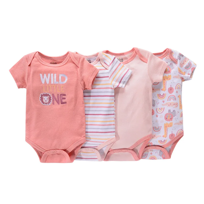 1/4Pcs Newborn Bodysuit Baby Boy Short Sleeve Jumpsuit Cartoon Print Toddler Girl Cotton Clothes 0-12Month Infant Romper Outfits - Image 2