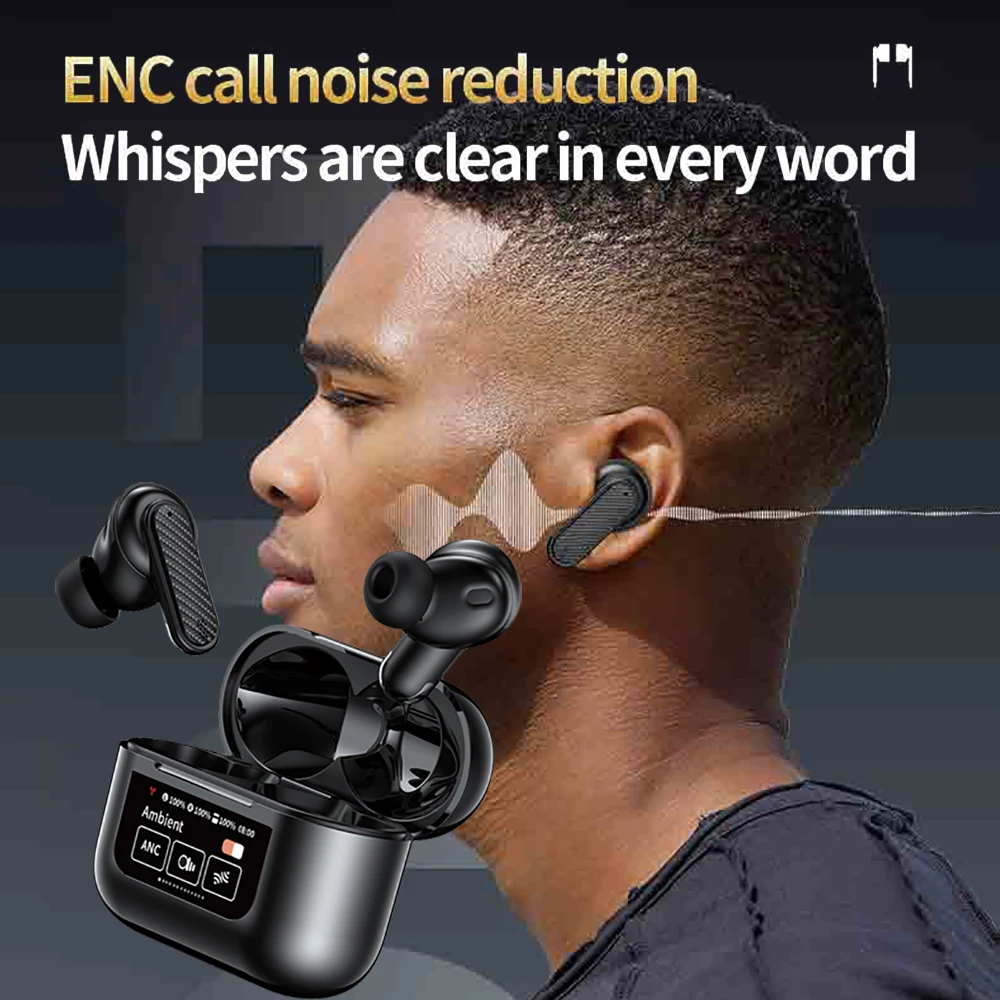 Bluetooth 5.4 Earphones Color Screen Touch Control Headsets Wireless Headphones HiFi Stereo Noise Reduction Super Bass Earbuds - Image 4