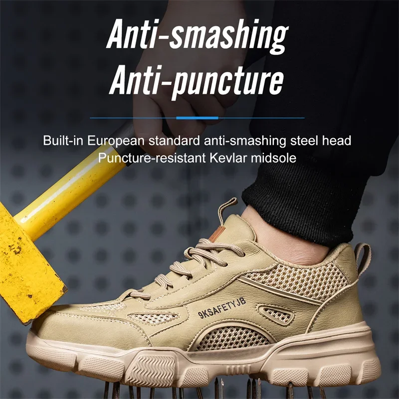 Summer Labor Protection Safety Wrok Shoes Anti Smashing Steel Toe Cap Breathable Comfortable Safety Boots Industrial Male Shoes - Image 4