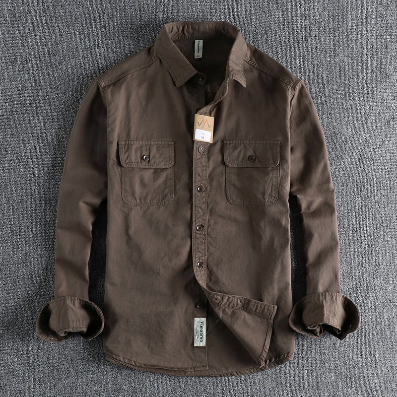Multi-colored Retro Stripe Cotton Shirt Men's Long Sleeve Spring Autumn New Fashion Daily Dressed Up Workwear Shirt - Image 2