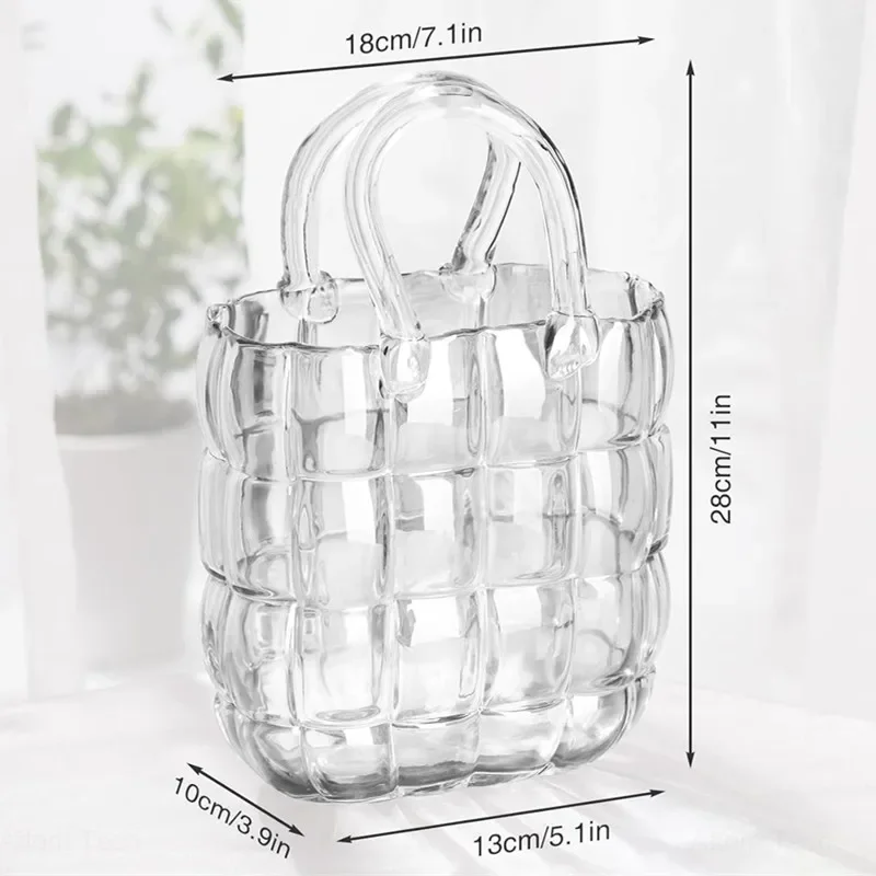 Purse Vase Handbag Vase Clear Wide Mouth Glass Bag Flower Pot Aquatic Plant Fish Tank Garden Office Wedding Home Table Decor - Image 6