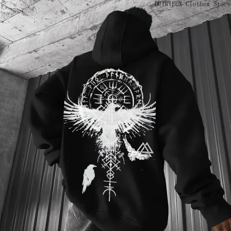Men's Evil Blood Large Pattern Hoodie Unique Personality Casual Hoodie Autumn / Winter Thickened Warm Black Hoodie for Men Full - Image 4