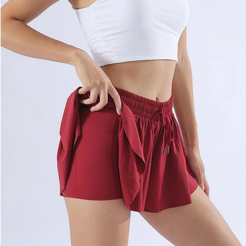 Women's Pants Gym Sports Shorts Lining Loose Skirt Yoga Wear Fitness Running Training Trousers Summer Female Workout Clothing - Image 2