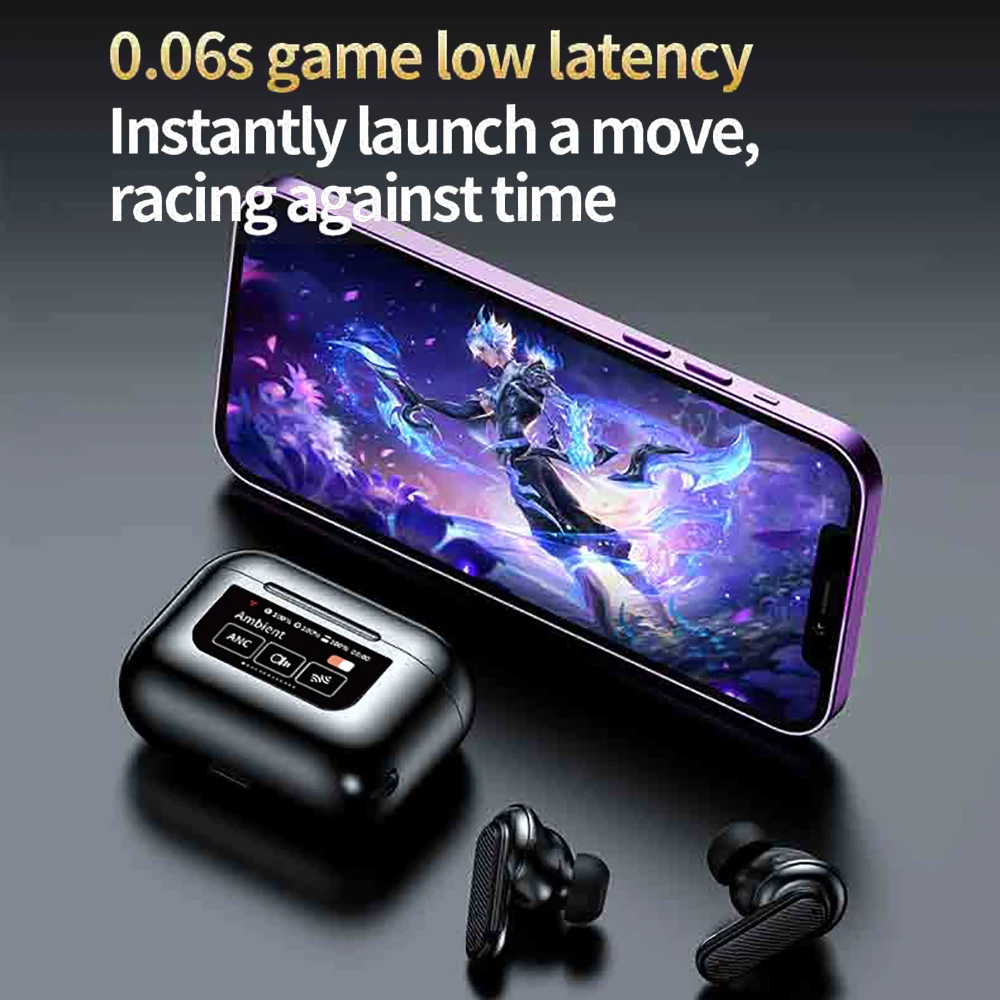 Bluetooth 5.4 Earphones Color Screen Touch Control Headsets Wireless Headphones HiFi Stereo Noise Reduction Super Bass Earbuds - Image 5