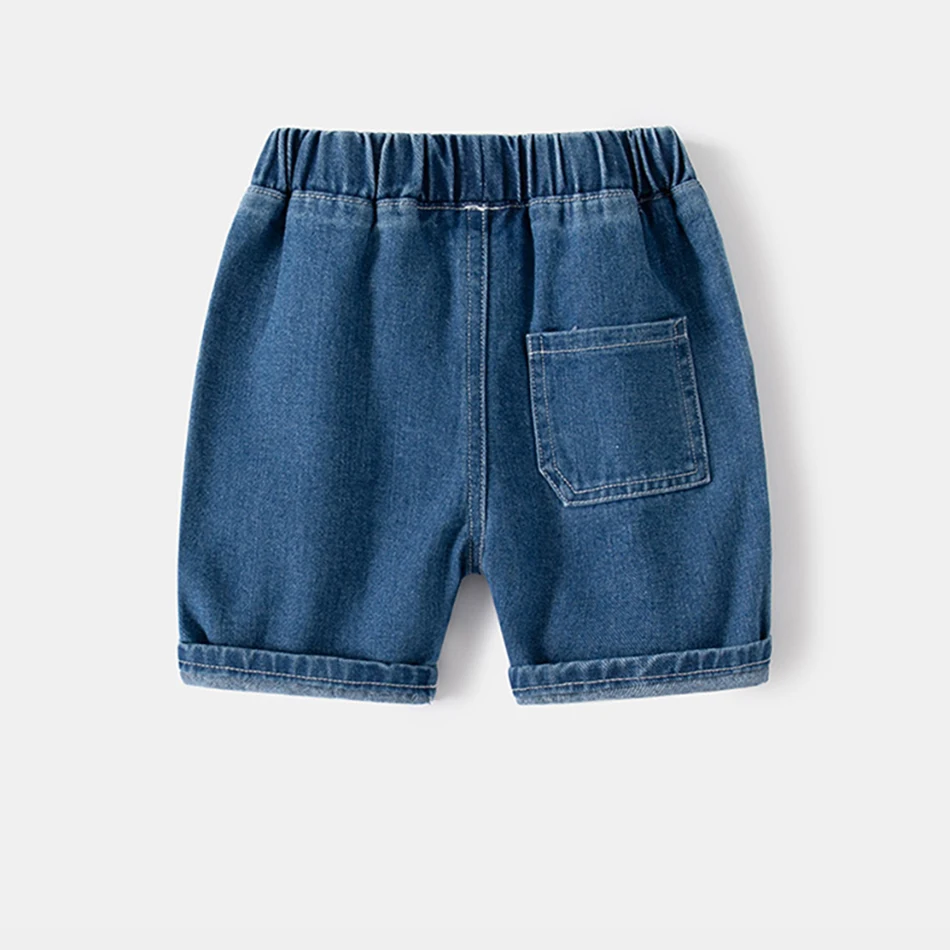 Boys Summer Jean Shorts Solid Color Fashion Trendy Cropped Pants Kids Denim Shorts Elastic Waist Casual children's Short Pants - Image 4