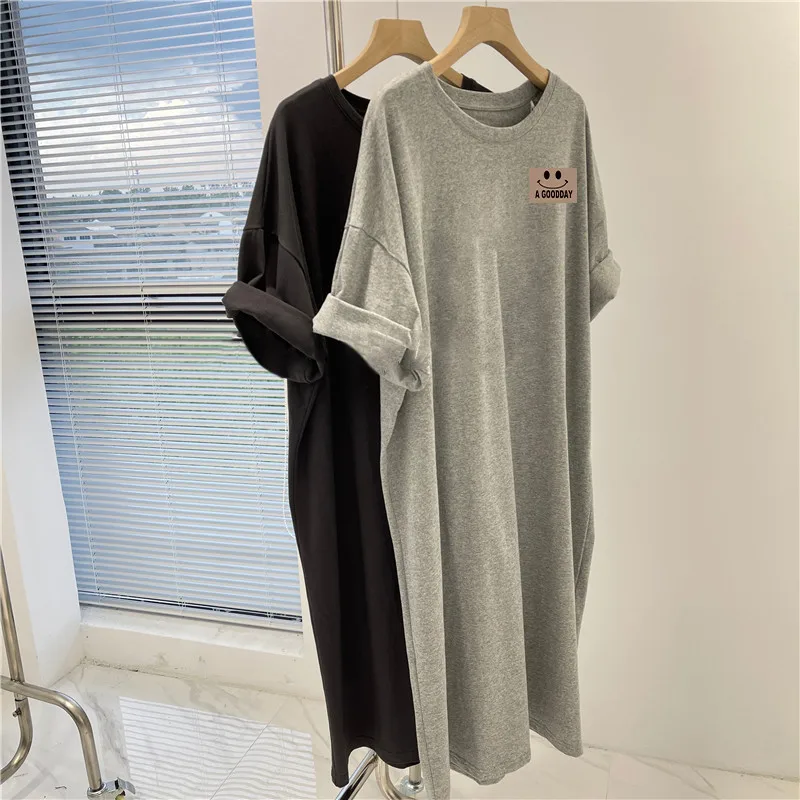 Women's New Short Sleeved Dress Korean Casual Oversized Loose Round Neck Dress - Image 2