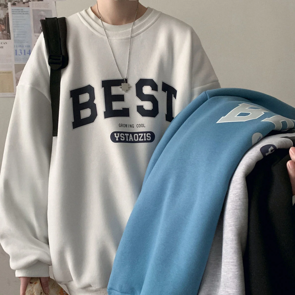 Spring Autumn Letter Hoodies For Men Oversized Sweatshirts Korean Man Clothing Casual Unisex Pullovers Thick 3XL - Image 4