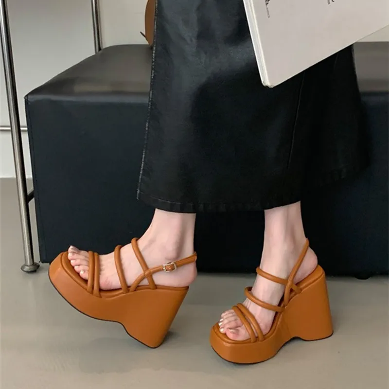 High Quality Wedge Chunky Platform Sandals Women Sexy Ankle Strap Buckle Roman Sandals Summer Beach Shoes Sandalias De Mujer - Image 3