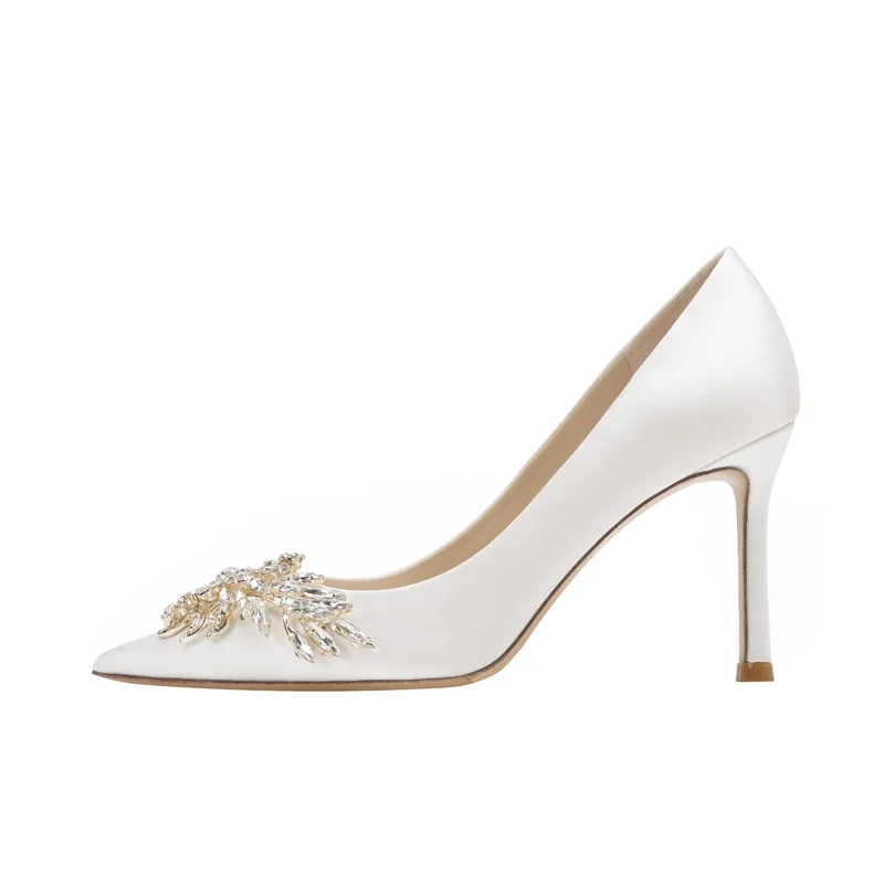 Gold Heels Fine Heeled Shoes Sexy Pump 2024 All-Match Slip On Sandals Ladies Pointed Wedge Lace-Up Stiletto Crossdressers Cryst - Image 5