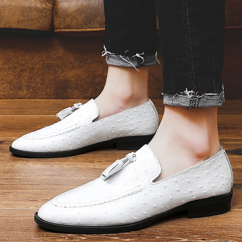 Brand White Tassel Men's Leather Shoes Casual Moccasin Homme Men's Oxford Shoes Flat Men's Boat Shoes Business Men's Loafers - Image 5