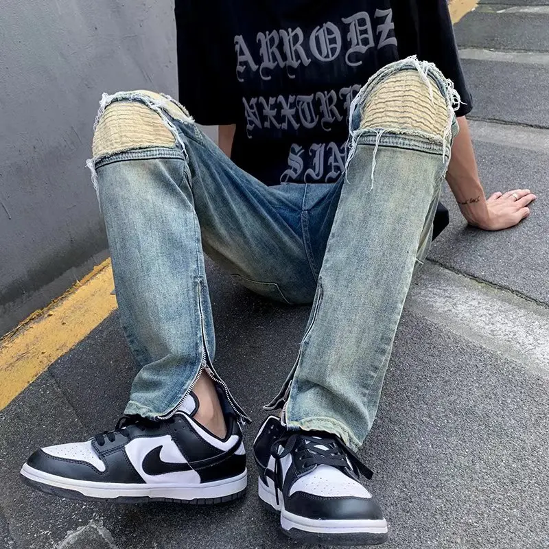 2023 Y2K Fashion Stretch Slim Ripped Jeans Pants For Men Clothing Ankle Zipper Vintage Skinny Biker Denim Trousers Ropa Hombre - Image 6