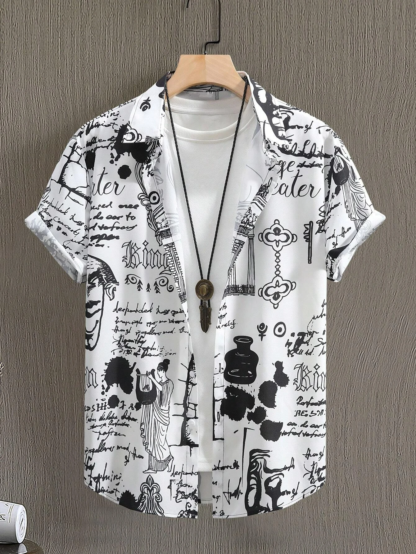 Summer Men Women Seaside button-down Versatile Shirts With Personalized And Interesting Print Design short-sleeved Fashion Tops - Image 5