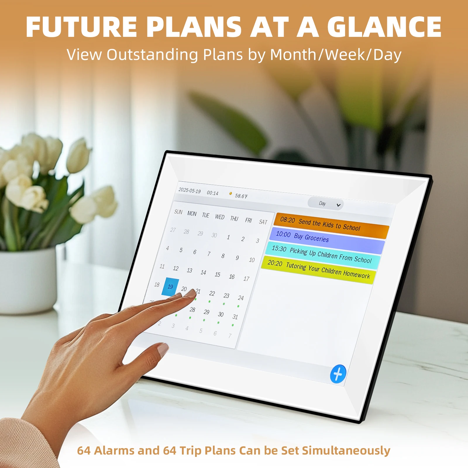 Digital Calendar Alarm Clock: 10.1-inch Calendar Chore Chart Smart Touchscreen Display for Family Schedules Great for Organizing - Image 6