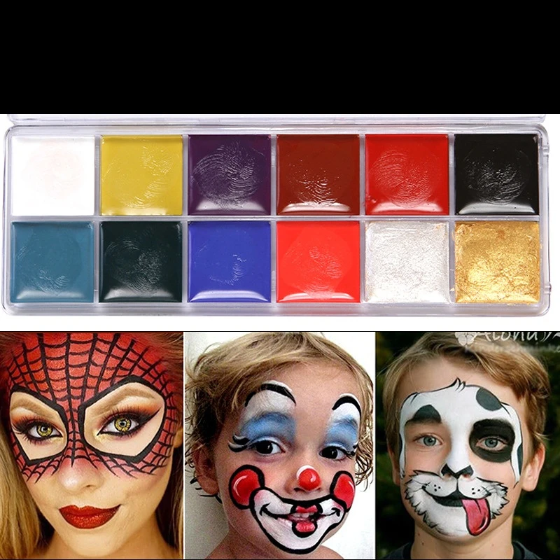 12 colors face&body paint child can use Performance makeup paint palette pinta caritas infantil halloween makeup festival - Image 3