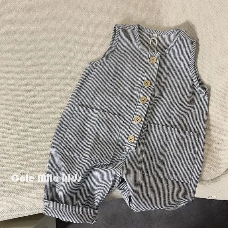 Kids Overalls Ankle Length Drawstring Loose Straight Striped Simple Fashionable Designable Comfortable Summer Kids Unisex - Image 4