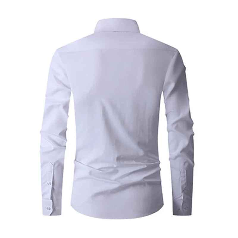 Men's Long Sleeve Regular Fit Casual White Shirts for Men Button-Down Social Shirt USA Size S-XL - Image 3