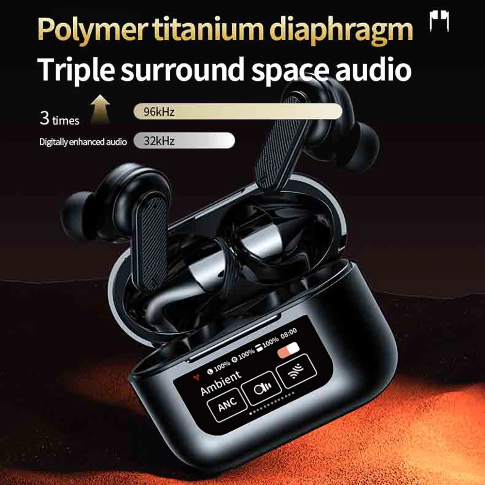 Bluetooth 5.4 Earphones Color Screen Touch Control Headsets Wireless Headphones HiFi Stereo Noise Reduction Super Bass Earbuds - Image 6