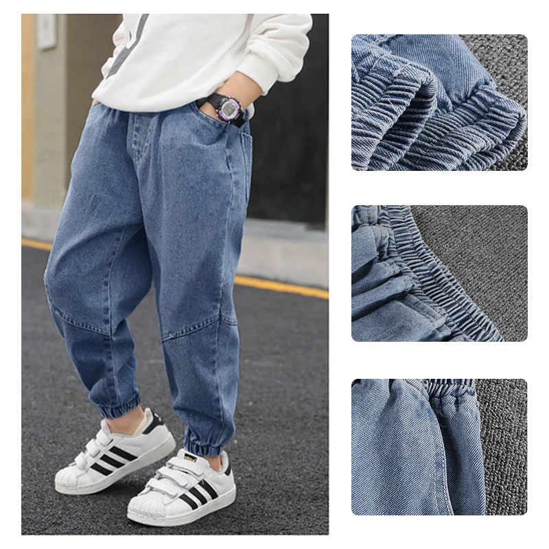 2024 Kids Boys Jeans Classic Black Blue Pants Streetwear Denim Jogger Pant Infant Boy Casual Bowboy Trousers4-10T джинсы детские - Image 2