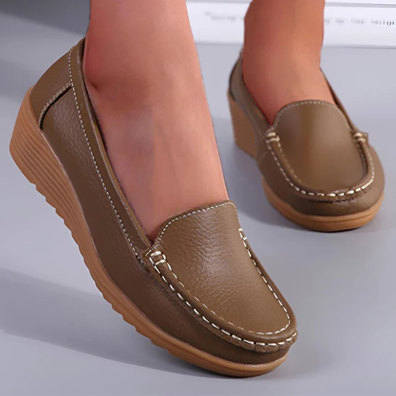 Leather Shoes For Women Flats White Black Loafers With Heels Shoes Casual Women's Moccasins Slip On Flat Shoes Summer Footwear - Image 5