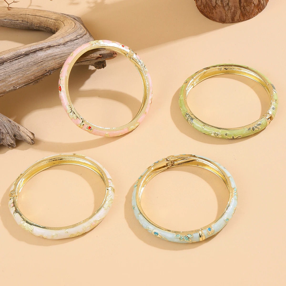 FTCY 2 Pcs Flower Bracelet For Women Vintage Bohemian Cloisonne Women's Bangles Luxury Jewelry Gifts - Image 4