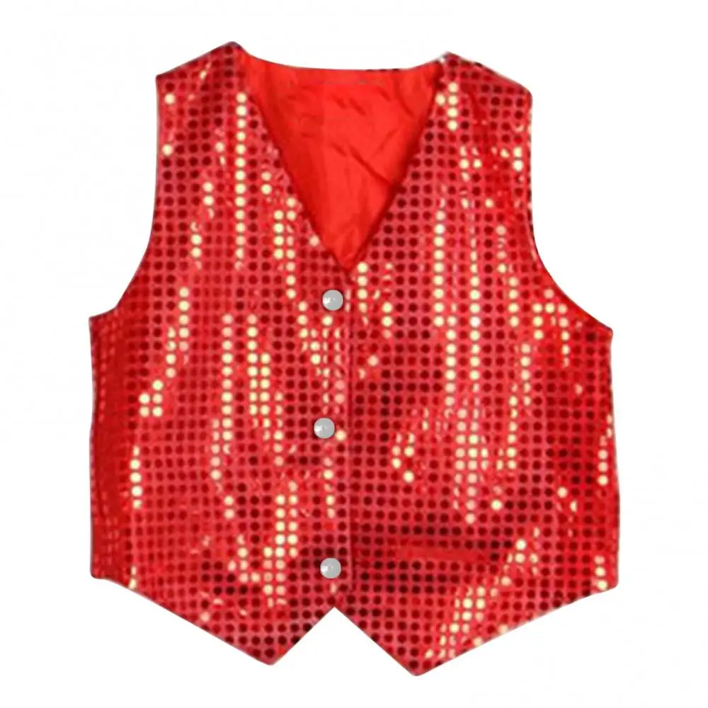 Children Shining Sequins Vest Boys Girls Christmas Stage Performance Costumes Kids Hip-hop Jazz Stage Dance Vest Waistcoat - Image 5