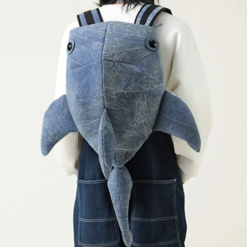 Y2K Funny Whale Shark Shape Backpack Durable Large Capacity Travel Bag Women Men Cute Outdoor Cartoon Knapsack Student Schoolbag - Image 5