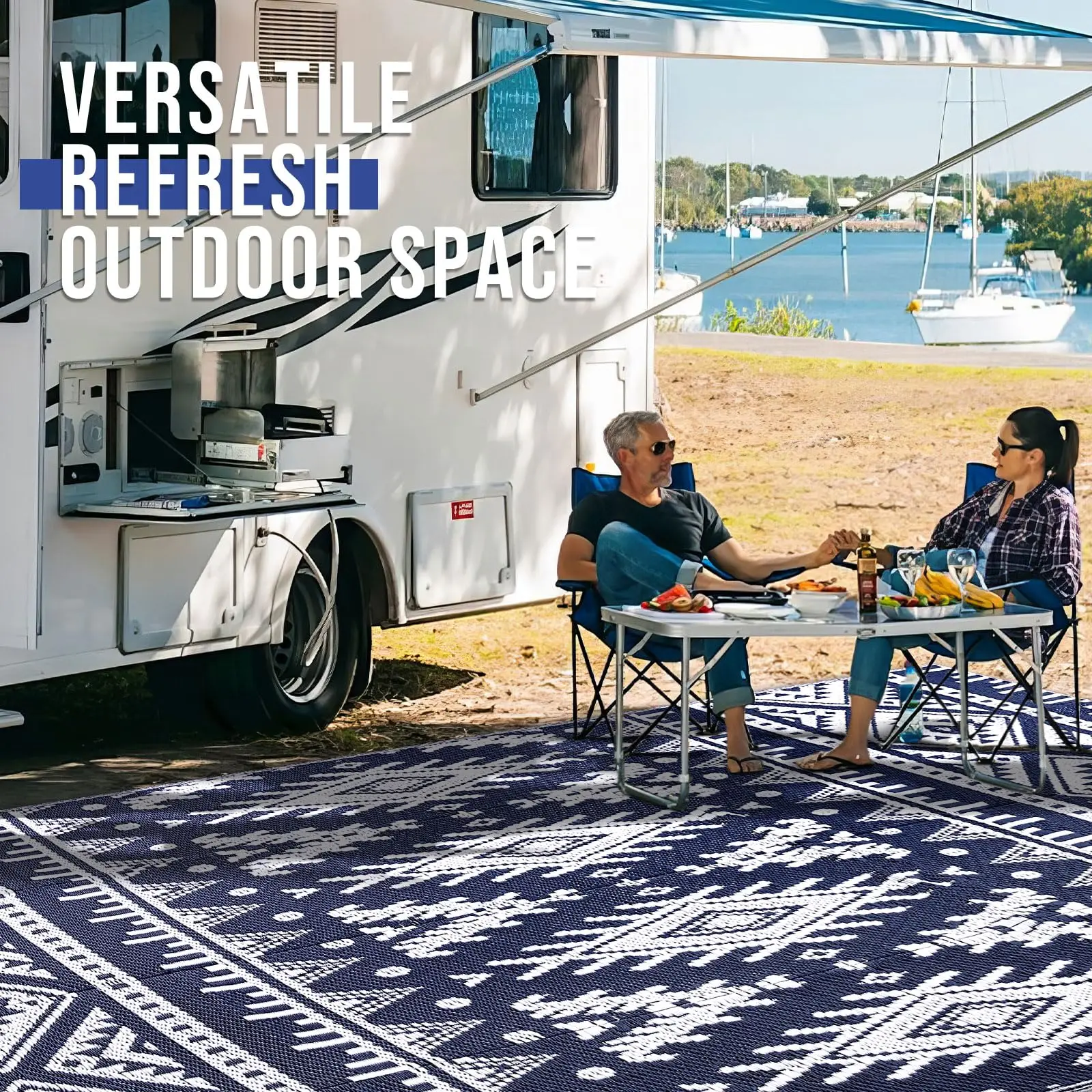 Olanly Outdoor Waterproof Rugs Reversible Plastic Straw Rug Indoor Outdoor Washable Boho Patio Rug RV Mat For Patio Camp Picnic - Image 6