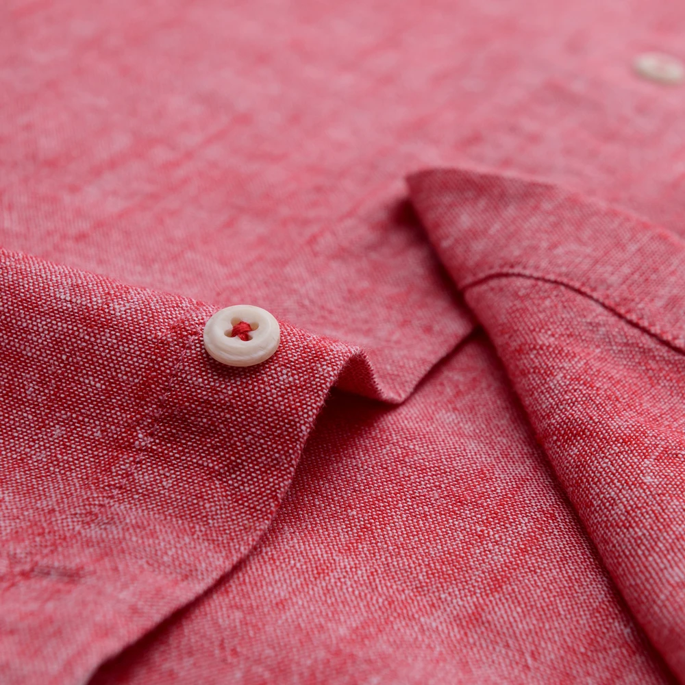 Men‘s Solid Button-Down Collar Dress Shirt - Breathable Cotton-Linen Blend - Long Sleeve, Slim-fit - Spring Summer Casual Chic - Image 4